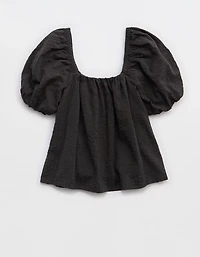 Aerie Seersucker Puff Sleeve Top