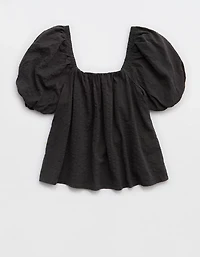 Aerie Seersucker Puff Sleeve Top