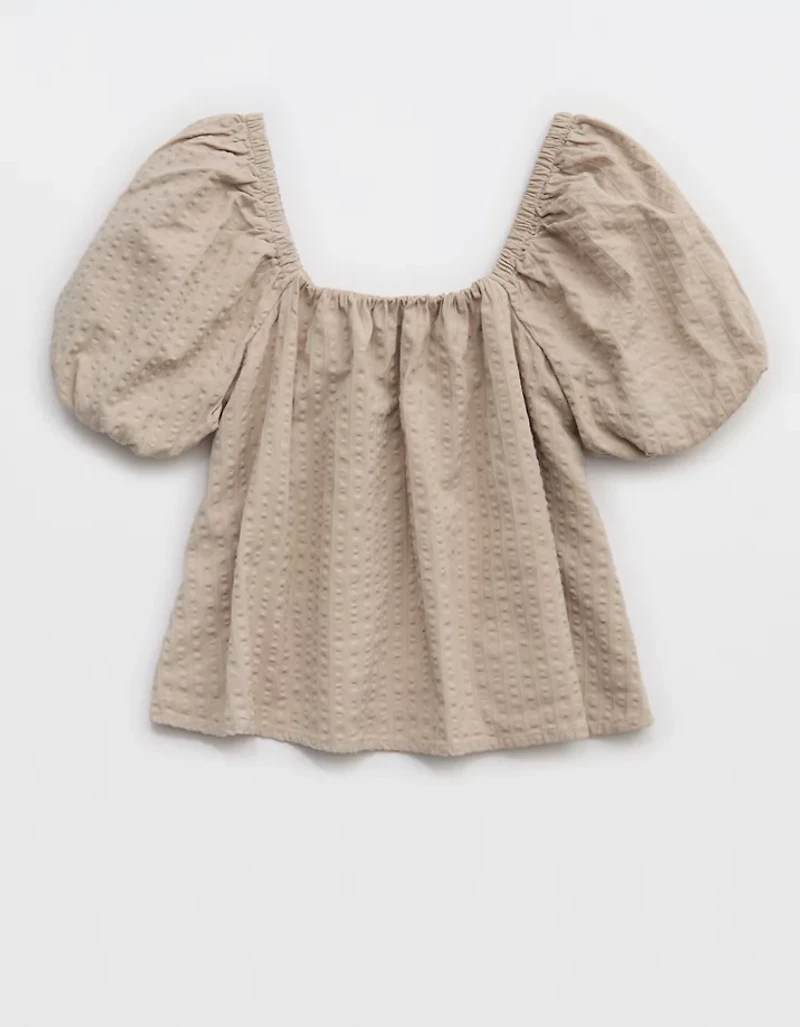 Aerie Seersucker Puff Sleeve Top