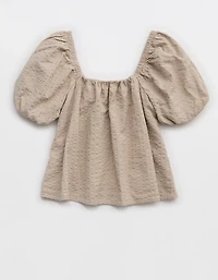 Aerie Seersucker Puff Sleeve Top
