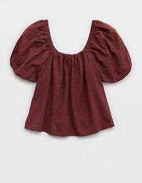 Aerie Seersucker Puff Sleeve Top