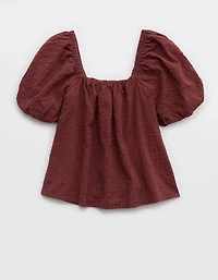 Aerie Seersucker Puff Sleeve Top