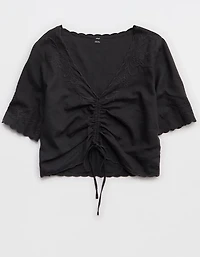 Aerie Cropped Cinch Front Top
