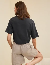 Aerie Cropped Cinch Front Top