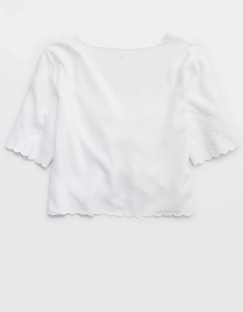 Aerie Cropped Cinch Front Top