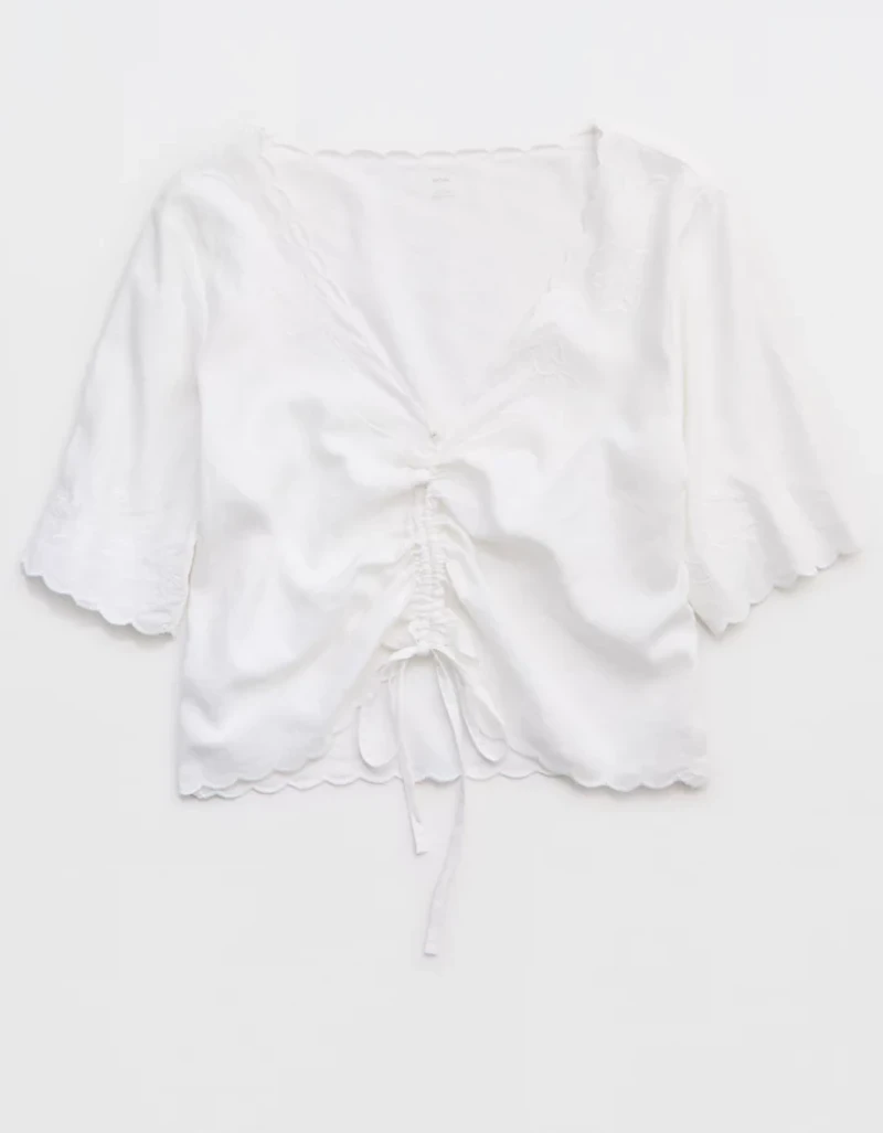 Aerie Cropped Cinch Front Top