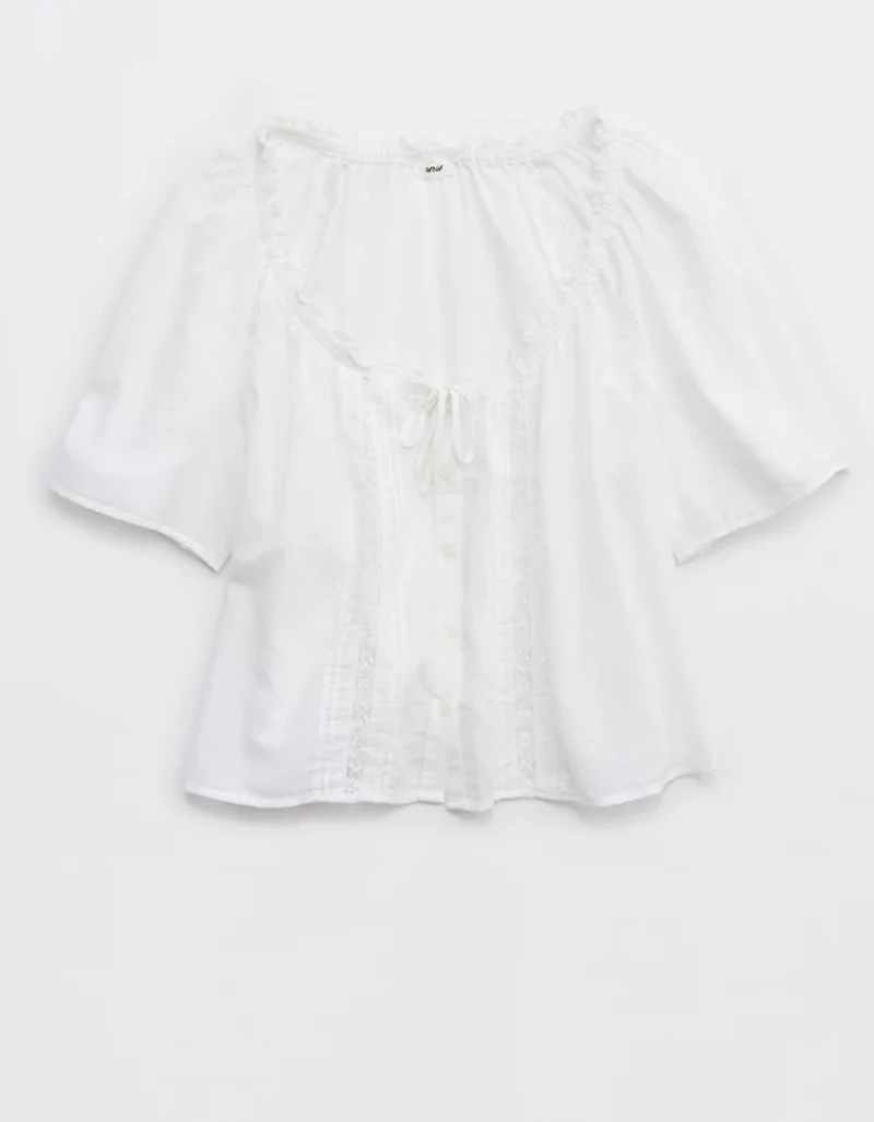 Aerie Woven Button Blouse