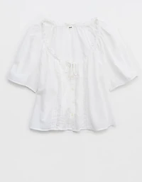 Aerie Woven Button Blouse