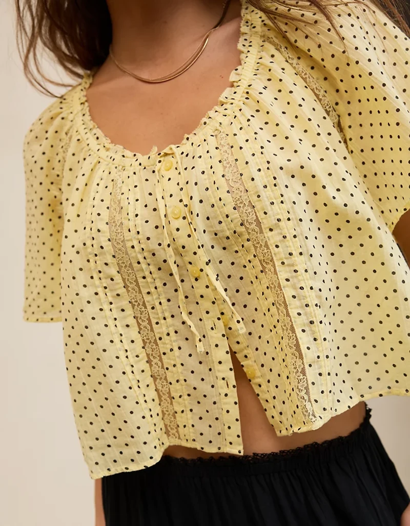 Aerie Woven Button Blouse