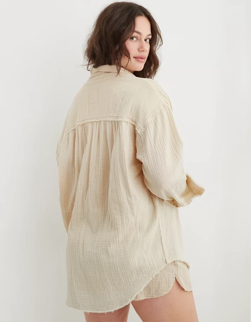 Aerie Gauzy Coverup Shirt