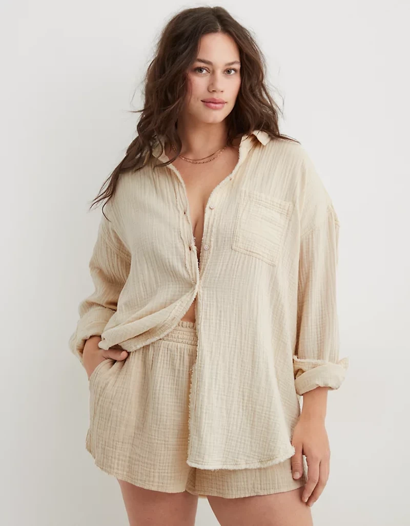 Aerie Gauzy Coverup Shirt