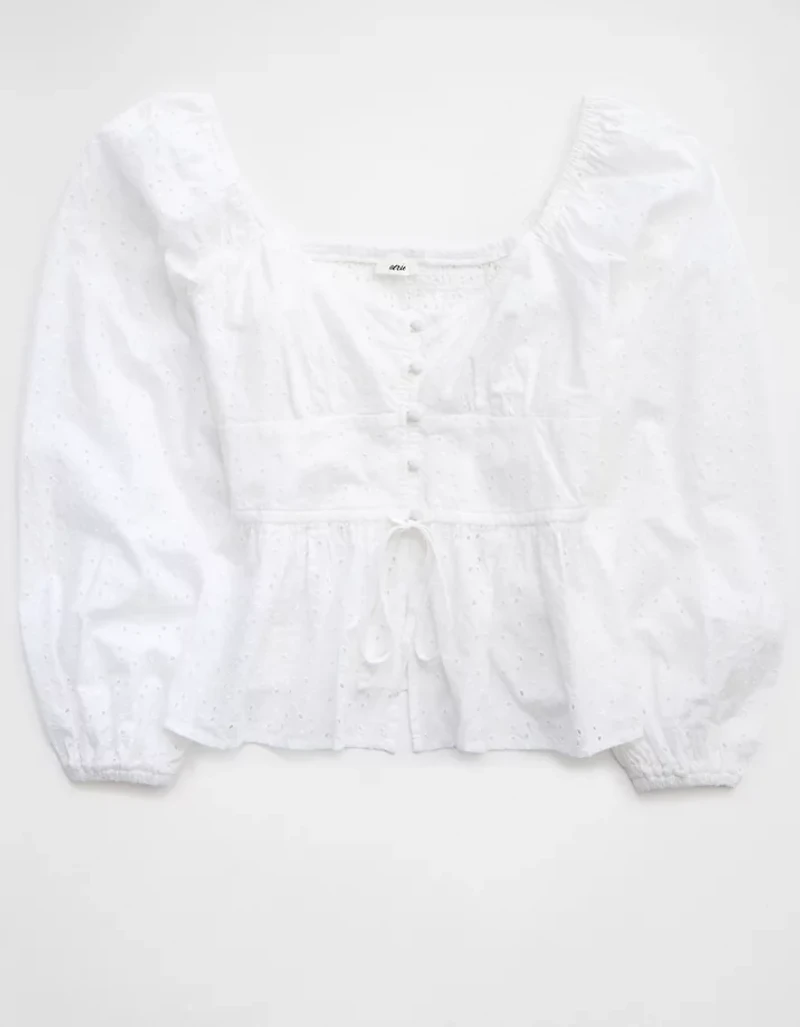 Aerie Long Sleeve Peplum Top