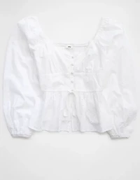 Aerie Long Sleeve Peplum Top