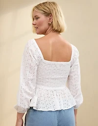Aerie Long Sleeve Peplum Top