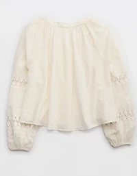 Aerie Long Sleeve Crochet Button Down Shirt