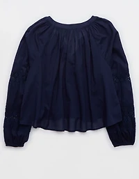 Aerie Long Sleeve Crochet Button Down Shirt