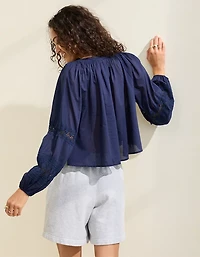 Aerie Long Sleeve Crochet Button Down Shirt