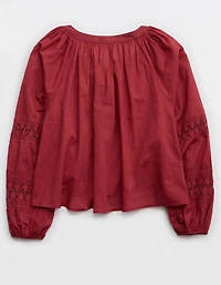 Aerie Long Sleeve Crochet Button Down Shirt