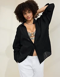 Aerie Seersucker Coverup Shirt