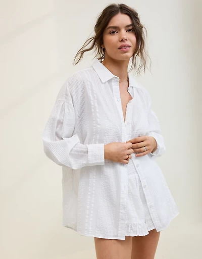 Aerie Seersucker Coverup Shirt
