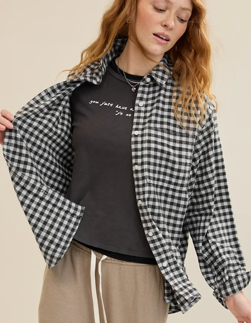 Aerie Anytime Fave Flannel Button Down Shirt