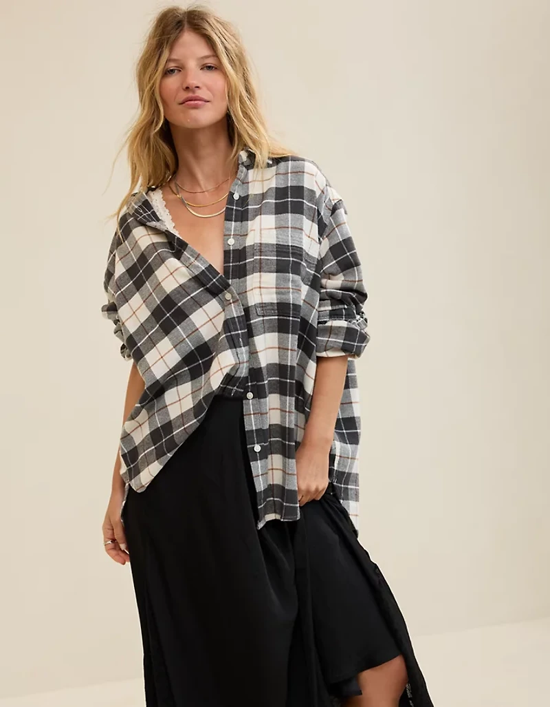 Aerie Anytime Fave Flannel Button Down Shirt