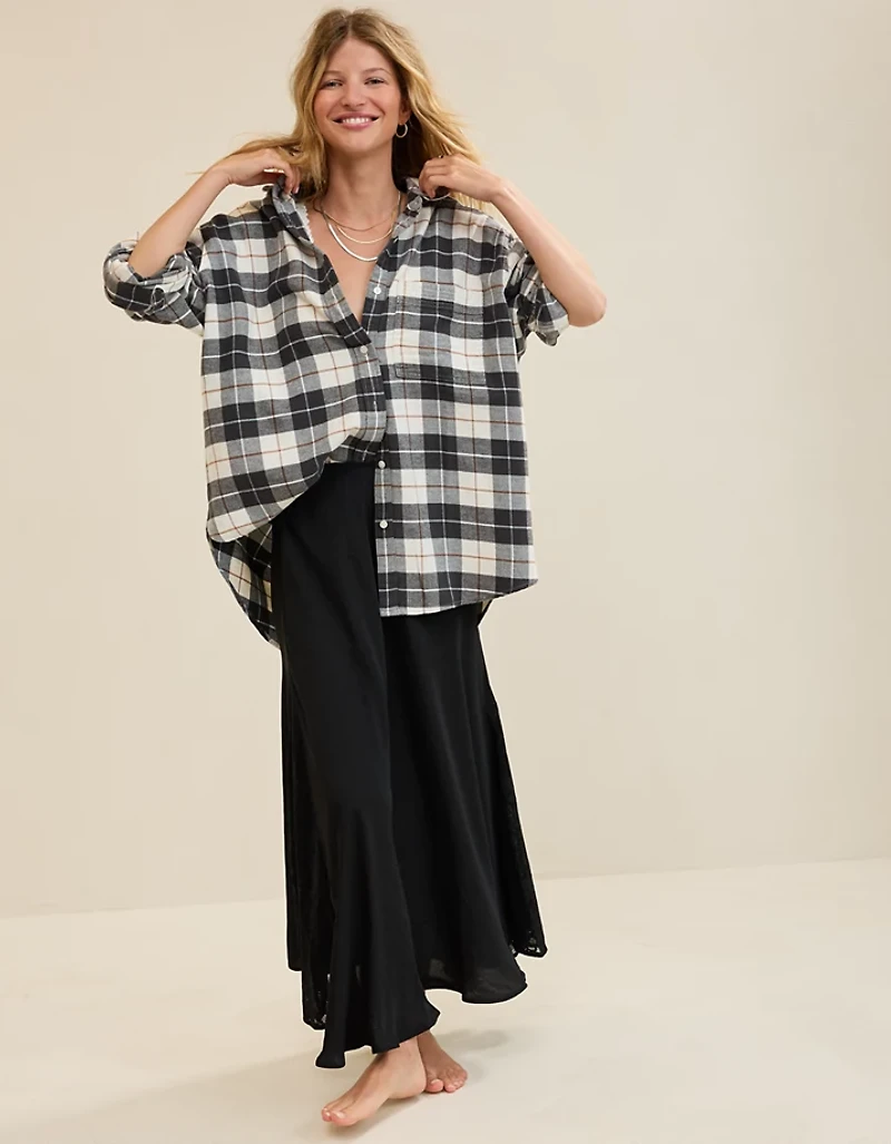 Aerie Anytime Fave Flannel Button Down Shirt