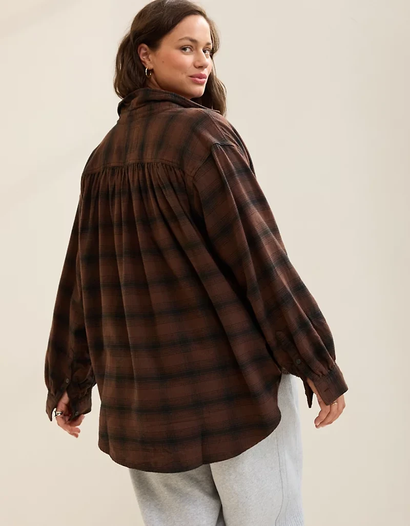 Aerie Anytime Fave Flannel Button Down Shirt