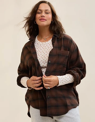 Aerie Anytime Fave Flannel Button Down Shirt
