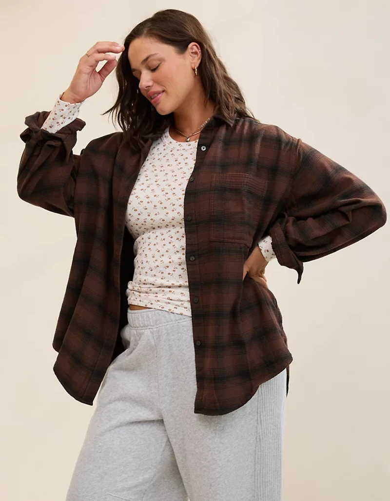 Aerie Anytime Fave Flannel Button Down Shirt