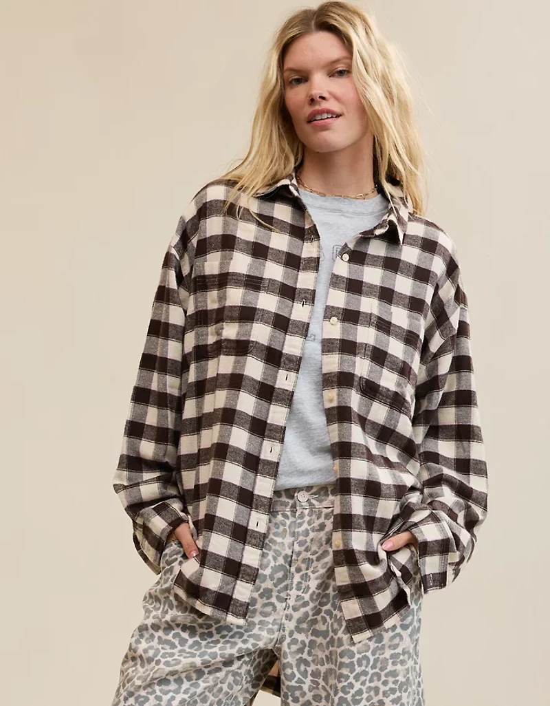 Aerie Anytime Fave Flannel Button Down Shirt