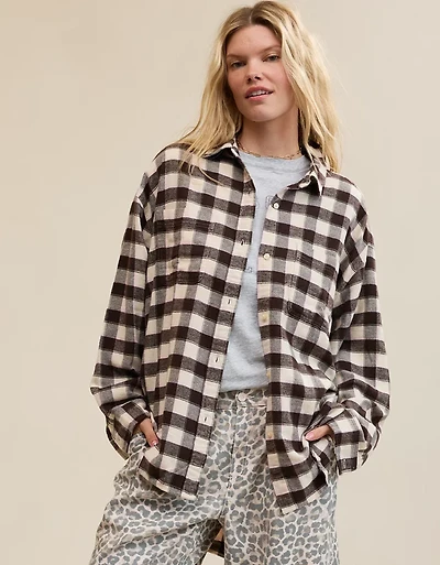 Aerie Anytime Fave Flannel Button Down Shirt
