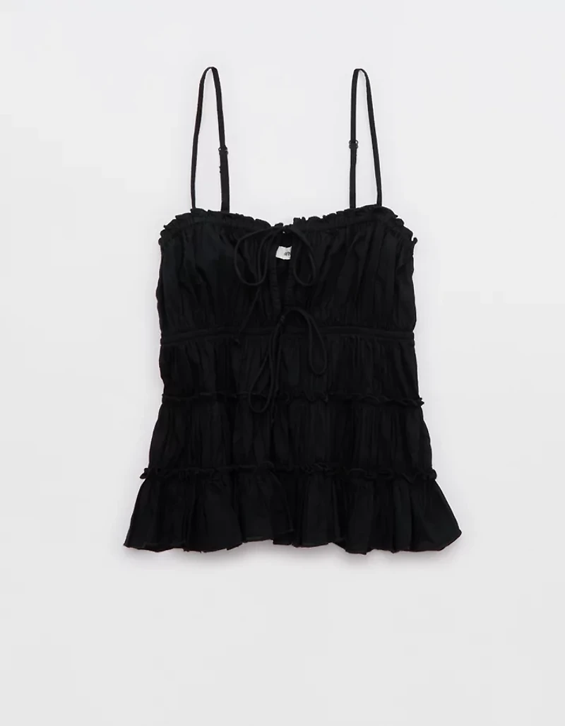 Aerie Tie Front Tiered Tank Top