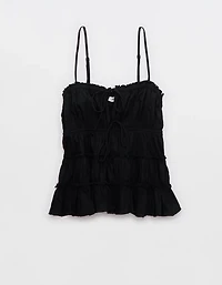 Aerie Tie Front Tiered Tank Top