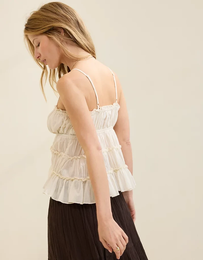 Aerie Tie Front Tiered Tank Top