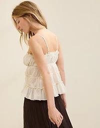 Aerie Tie Front Tiered Tank Top