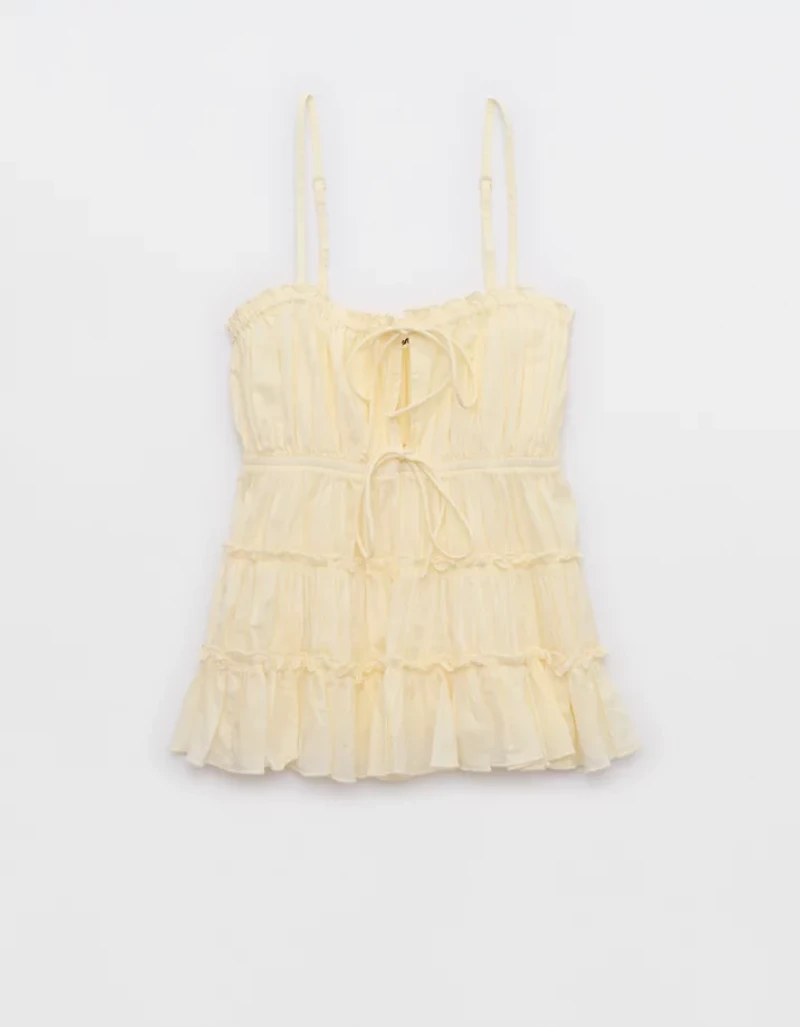 Aerie Tie Front Tiered Tank Top
