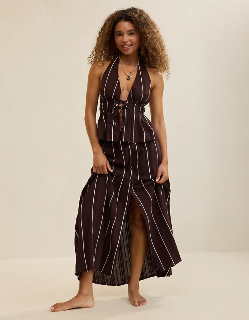 Aerie Tie Front Halter Top