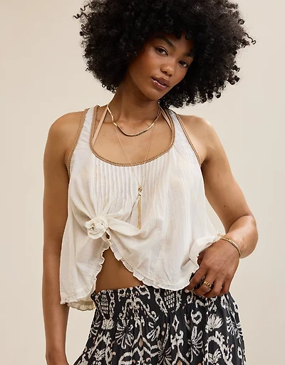 Aerie Woven Scoop Neck Tank Top