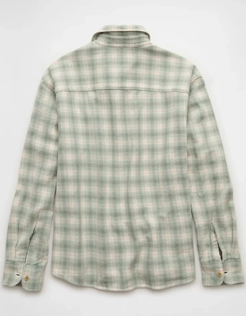 AE Boxy Fit Textured Flannel Shirt