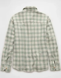 AE Boxy Fit Textured Flannel Shirt