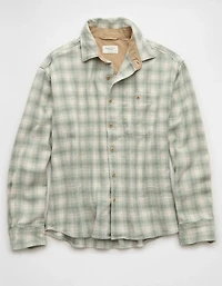 AE Boxy Fit Textured Flannel Shirt