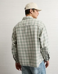 AE Boxy Fit Textured Flannel Shirt