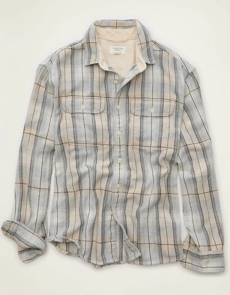 AE Relaxed Fit Textured Flannel Shirt