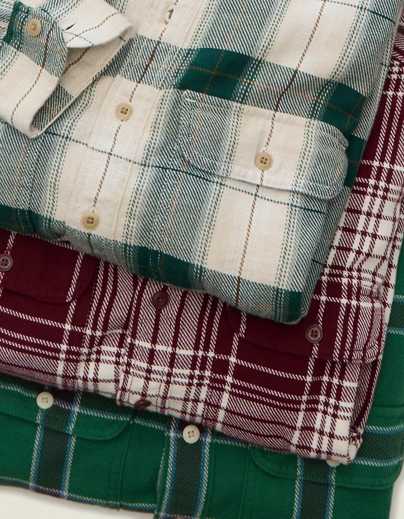 AE Relaxed Fit Textured Flannel Shirt