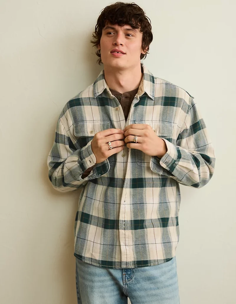 AE Relaxed Fit Textured Flannel Shirt