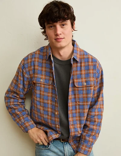 Chemise en flanelle texturée de coupe décontractée AE