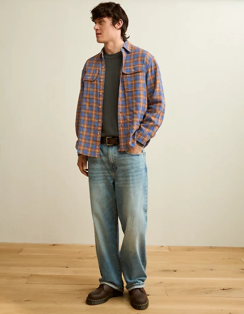 Chemise en flanelle texturée de coupe décontractée AE
