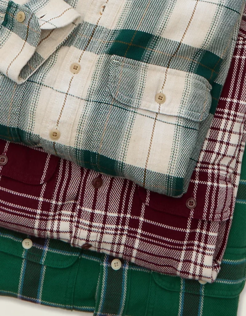 AE Relaxed Fit Textured Flannel Shirt