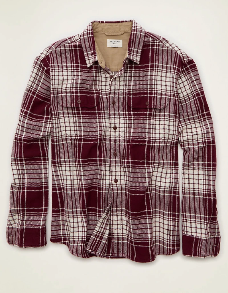 AE Relaxed Fit Textured Flannel Shirt